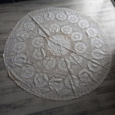 old round tablecloth embroidered lace Richelieu??? diam 170 cm