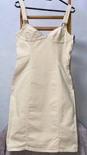 Versace Jeans Couture Dress ITTIERE Italy Beige Cotton Bodycon Corset Y2K 44 M