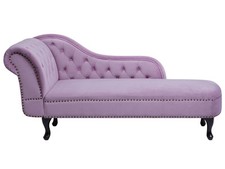 Chaise Longue Côté Gauche Méridienne Glamour en Velours Violet Clair Nimes