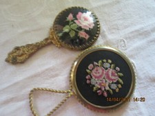 TWO MINIATURE HAND MIRRORS METAL DORE LIMOGES STYLE 
