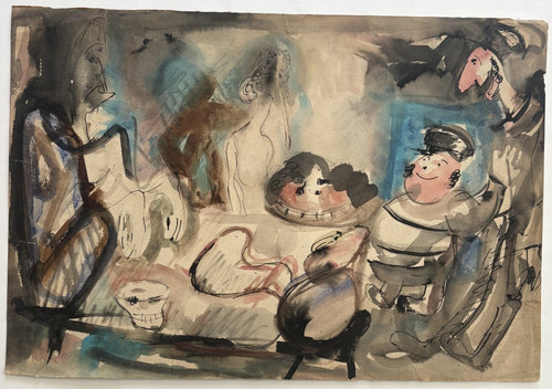 Scene bistro watercolor