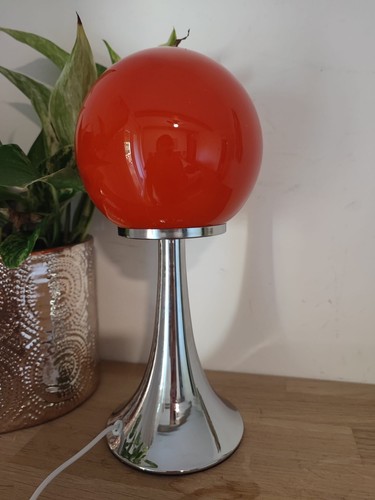 Lampe orange globe - en, verre