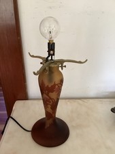 Art Glass Table Lamp Base Repro Galle  Red Yellow