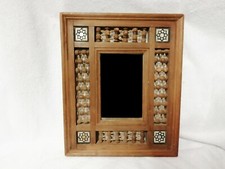 ANTIQUE ORIENTAL ART MARQUETRY MIRROR FRAME MUSHARABIEH 