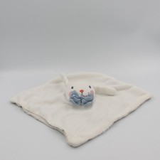 Doudou plat lapin blanc gris