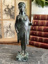 Bronze Statuette & Marble Base Sculpture Artemis Greek Art