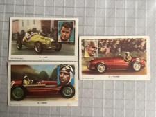 3 pictures Formule I coureurs. Chocolat AIGLON: Claes, Fangio, Villoresi