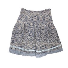 Rationell blue and cream damask lace print mini skirt M