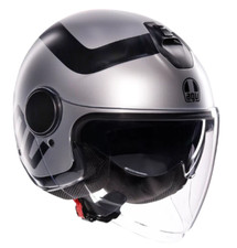 Casque de Moto Jet AGV Helmets Eteres E2206 Rimini Gris Opaque Noir TAILLE S