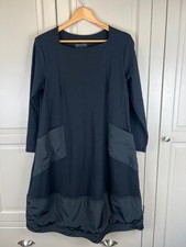 Bitte Kai Rand Black jersey soft shell trim pockets balloon cocoon dress size 14