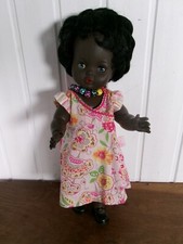 Vintage poupée noire rigide habillée robe corolle RATTI Made in ITALY 38cm