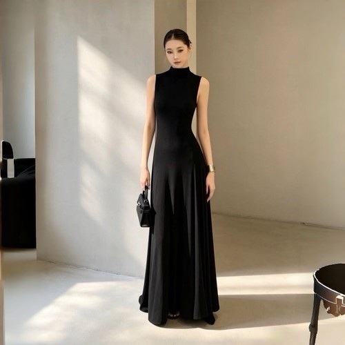 Robe longue maxi femme noire