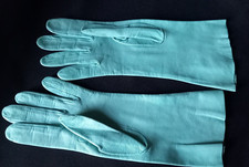 1950s TURQUOISE KID GLOVES SIZE 6 3/4