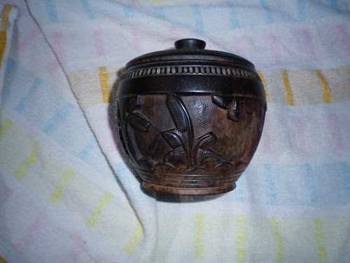 Pot tabac bois sculpté - pot,
