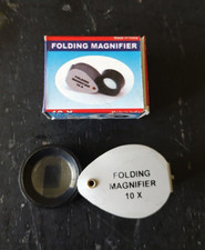 NOS 10X Folding Magnifier Doublet Jewelers Loupe Chrome Body in Original Box NIB