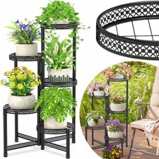 Étagère Plantes Métal 5 Niveaux Coin Support Fleurs Intérieur 80 cm