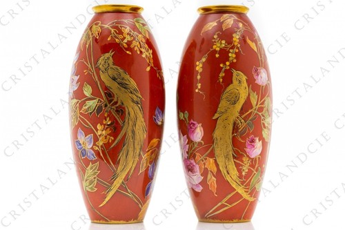 Paire vases aux oiseaux de - de,