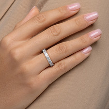 Bracelet de fiançailles diamant 4,00 ct coupe rayonnante créé en or blanc...