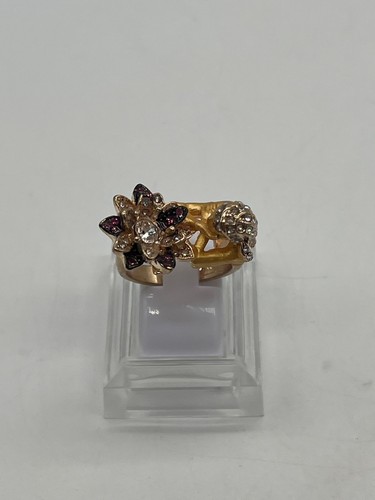 Bague fleur pierres - bague, brunes