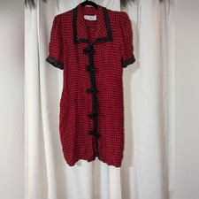 Vintage Gingham Dress With Bow