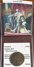 France; Louis XV “The Beloved” Dated 1743 30mm Copper Jeton. Nice Details. CM13