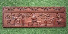 China or Vietnam Finely Carved Precious Wood Panel Chinese Teak Late 19th Century