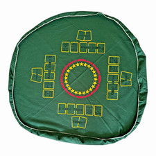 Poker Table Cover 51 inches Round Green Printed Felt Casino Style Game Night