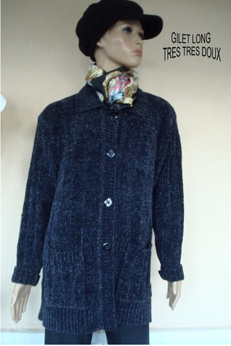 Veste gilet long boutonne tres - gilet,