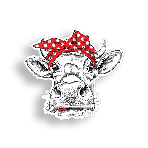 Cow heifer bandanna sticker - heifer,