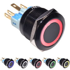 12V Interrupteur à Verrouillage Bouton Poussoir Bistable Latching Ring 22mm LED