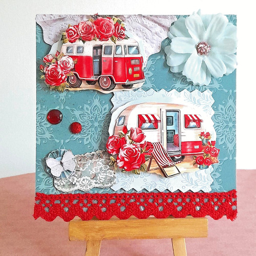 Carte postale avec caravane - 3d,