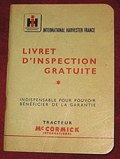 Livret d'inspection gratuite. Tracteur Mc Cormick. Sans date.