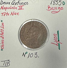 2 CENTIMES NAPOLEON III - 1855D - Pièce de monnaie en Bronze // TTB
