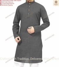 Vêtement Traditionnel Homme Kurta En Coton Robe Éthique Indienne Kurta Uni