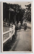 Three Women Path Barrier Garden Nature - Old Photo Snapshot c. 1930?