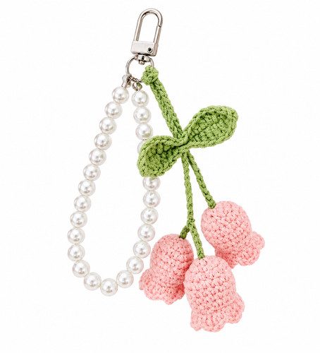 Porte clés fleur muguet rose - porte-clés,