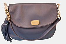 Michael Kors Blue Soft Leather Bedford Tassel Shoulder Bag NEW