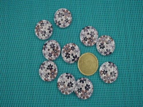 Lot boutons bois motifs - 20,