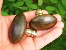▨6X6mm, set of 2 old handles, horn and bronze door knob circa 1900