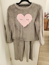 Pyjama gris cœur polaire