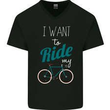 I Want To Ride My Cyclisme Vélo Cycliste Hommes Col V Coton T-Shirt