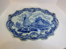 Antique Boch of Belgium, Blue Delft large Wall Plaque. Excellent Condition