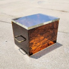 Willy Rizzo Style Faux Tortoiseshell Lucite Brass Box 10x8x8" Italy 1970s