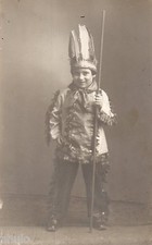 BJ252 Vintage Photo Card RPPC Card Child Fashion Costume Indian Feather Costume