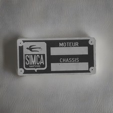 Simca 5 6 8 9 1000 1200 coupe Rallye oldtimer Typenschild Alu Schild s53 s61