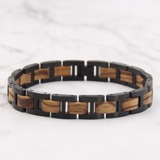 Handmade Wood Bracelet Wood and Stainless Steel Bandlet for Men Wood Gift to Him
