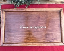 Vintage Humidor Wooden Cigar Cellar Cigar Box Engraved Inscription