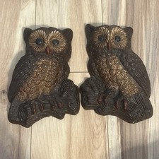 Vintage Wall Decor Foam Big Eyed Brown OWLS Rustic