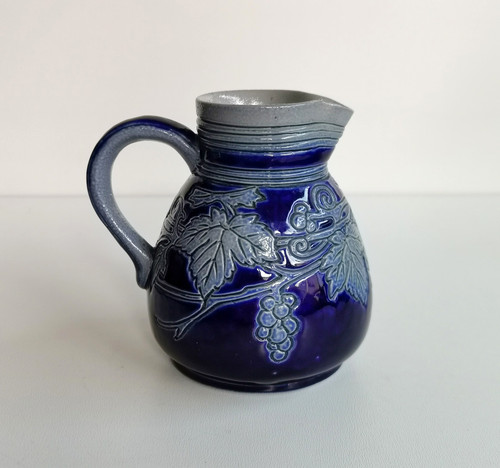Pichet grès bleu - bleu, émaillé