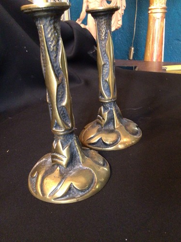 Paire bougeoirs bronze - paire,
